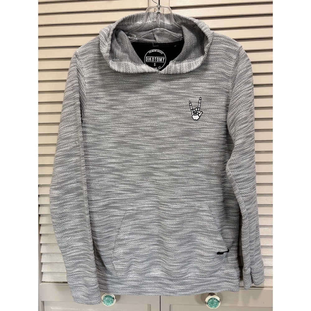 Dikotomy Long Sleeve Pullover Hoodie Size S‎ Logo Pocket Gray Standard Fit